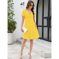 thumbnail image 6 of Chiclily Women's Summer Casual T-Shirt Dress - Short Sleeve Crisscross V-Neck Swing A-Line Tunic Sundress with Pockets, Yellow Size L, 6 of 6