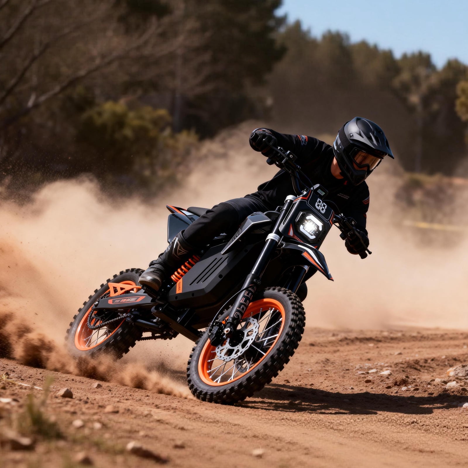 Electric Dirt Bike for Adults, 3000W Peak Mid-Motor Off-Road Motorcycle, 48V 30Ah Battery, Max 34MPH Speed, 14" Tires, Full Suspension, UL 2272 & UL 62133 Certified, Black/Orange