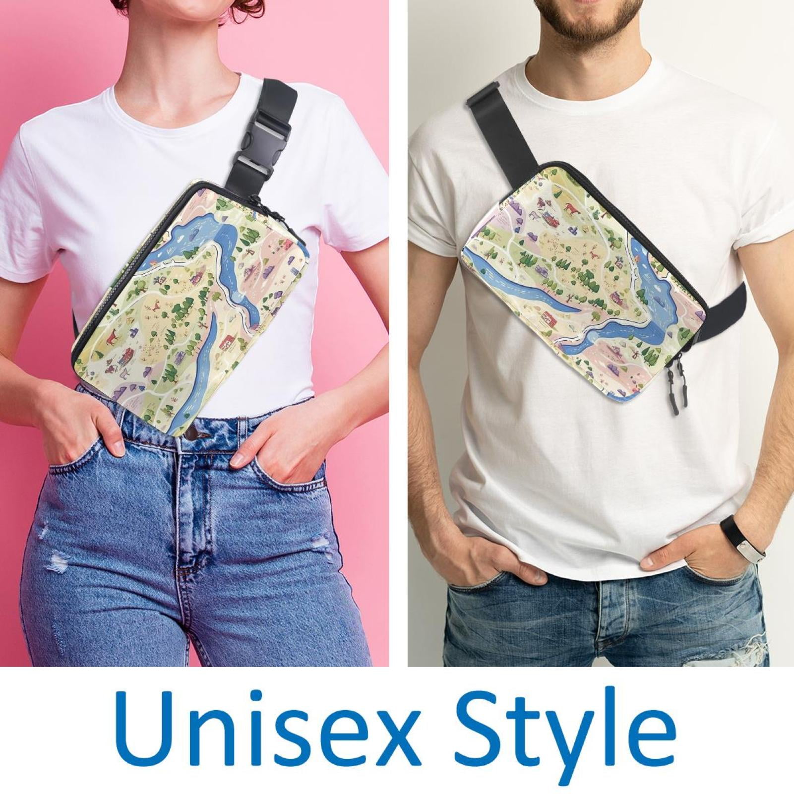 Map Lightweight Adjustable Belt Bag with Extension Strap - Unisex Running Waist Bag