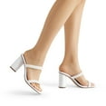 thumbnail image 6 of DREAM PAIRS Women's Square Open Toe Block Heels Two Strap Slip On High Heeled Slides Sandals, 6 of 7