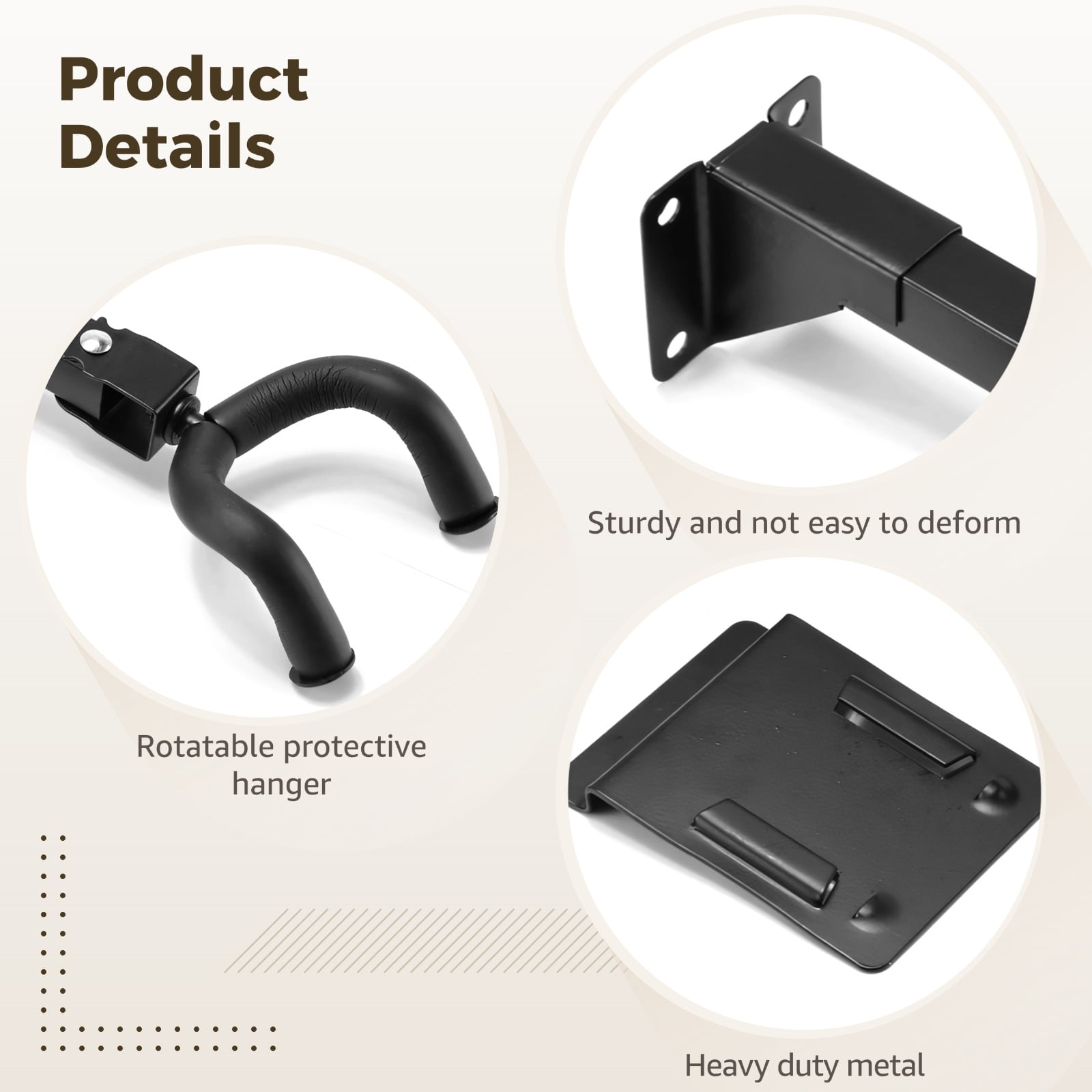 6 Pcs Guitar Hangers, Heavy-Duty Rotatable Slatwall Hooks, Long-Lasting Metal Mount for Acoustic Electric Bass Ukuleles, Space-Saving Instrument Display Rack