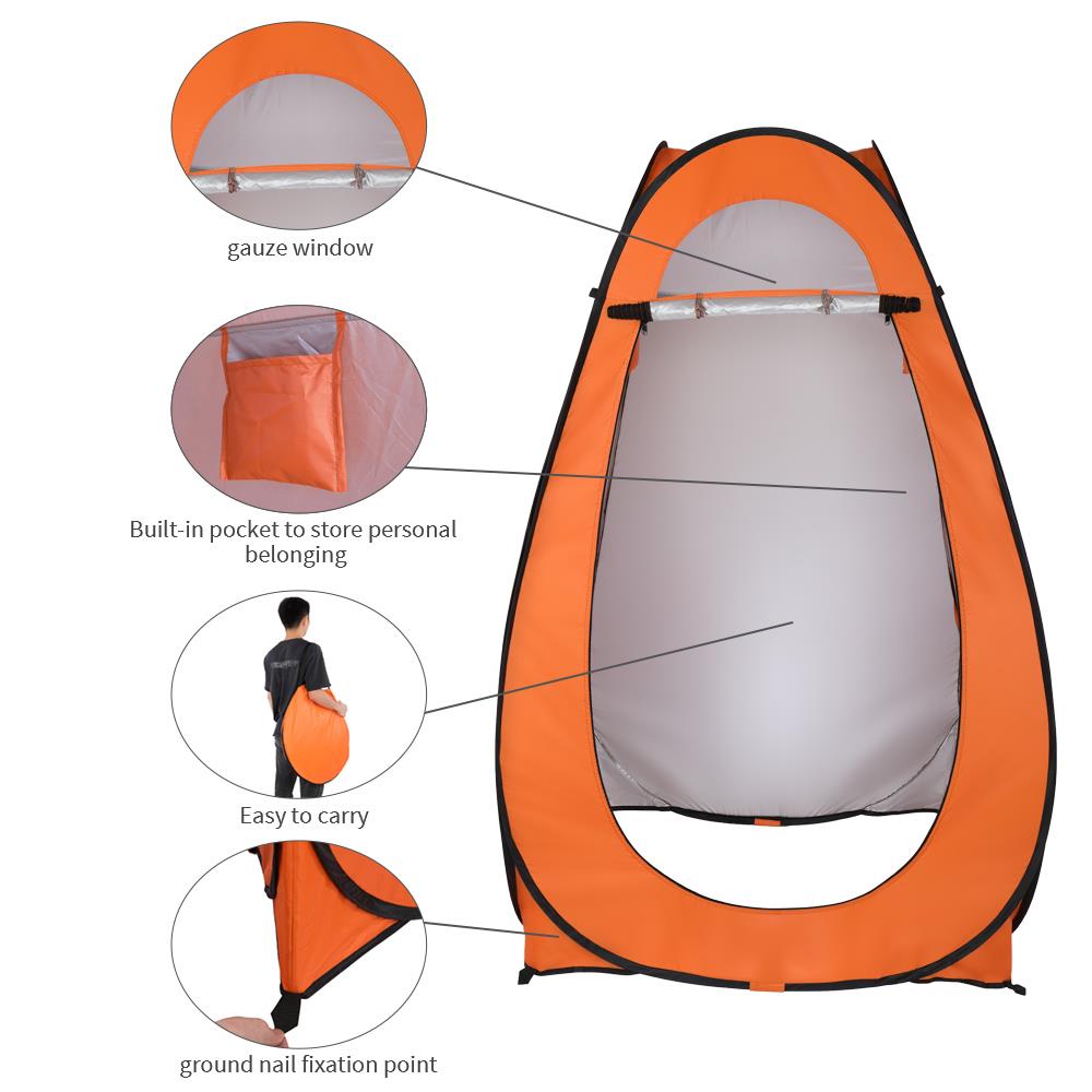 UBesGoo Automatic Pop Up Shower Tent Waterproof Oxford Fabric Orange - image 2 of 7