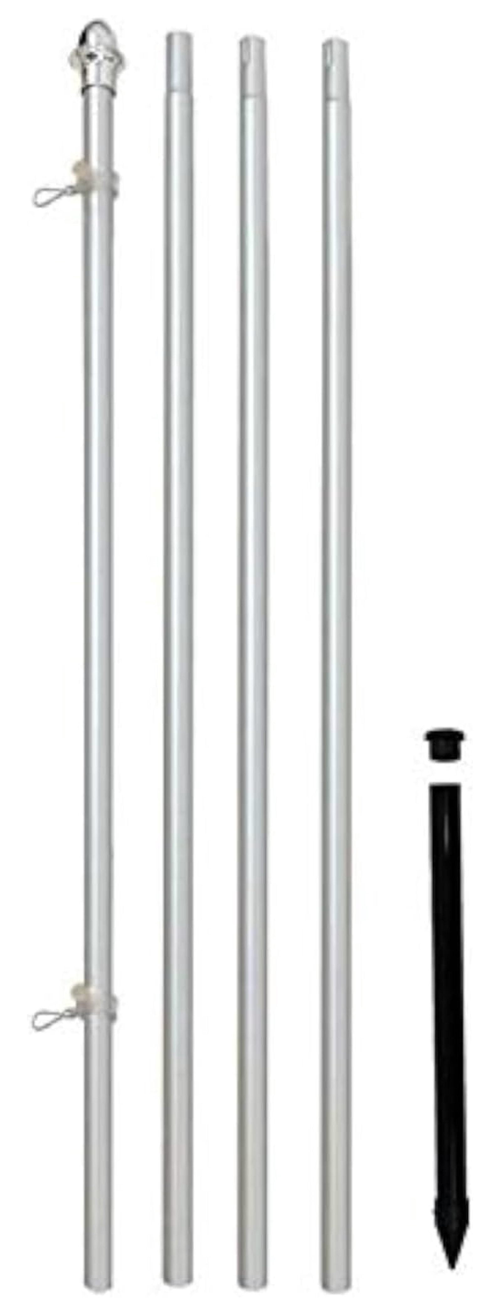 13ft Aluminum (Silver) Outdoor Pole with Ground Spike