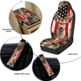 thumbnail image 5 of Xoenoiee Deer Camo American Flag Print 5 PCS Automotive Seat Covers for Cars Trucks and SUVs, Car Seat Covers for Front Seats, Seat Belt Pads and Center Console Cover, Leather Auto Interior Covers, 5 of 7