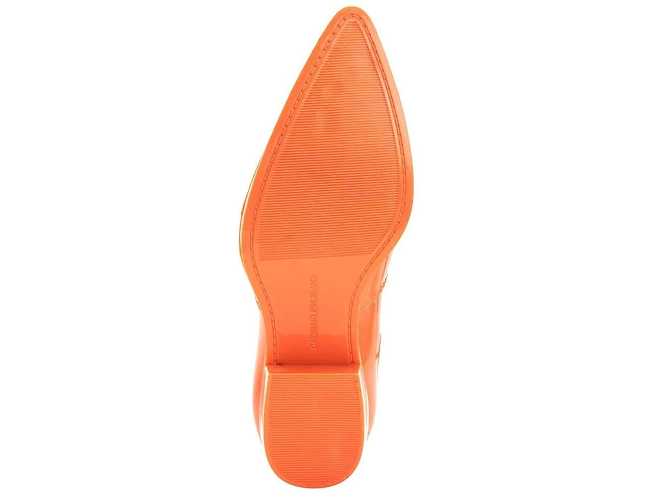 calvin klein orange rubber boots