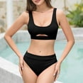 thumbnail image 2 of WREESH Womens Two Piece Swimsuit Crop Camisole Top New Fashion Split Swimsuit Casual Bikini Swimsuit Beach Bathing Suit Black, 2 of 5