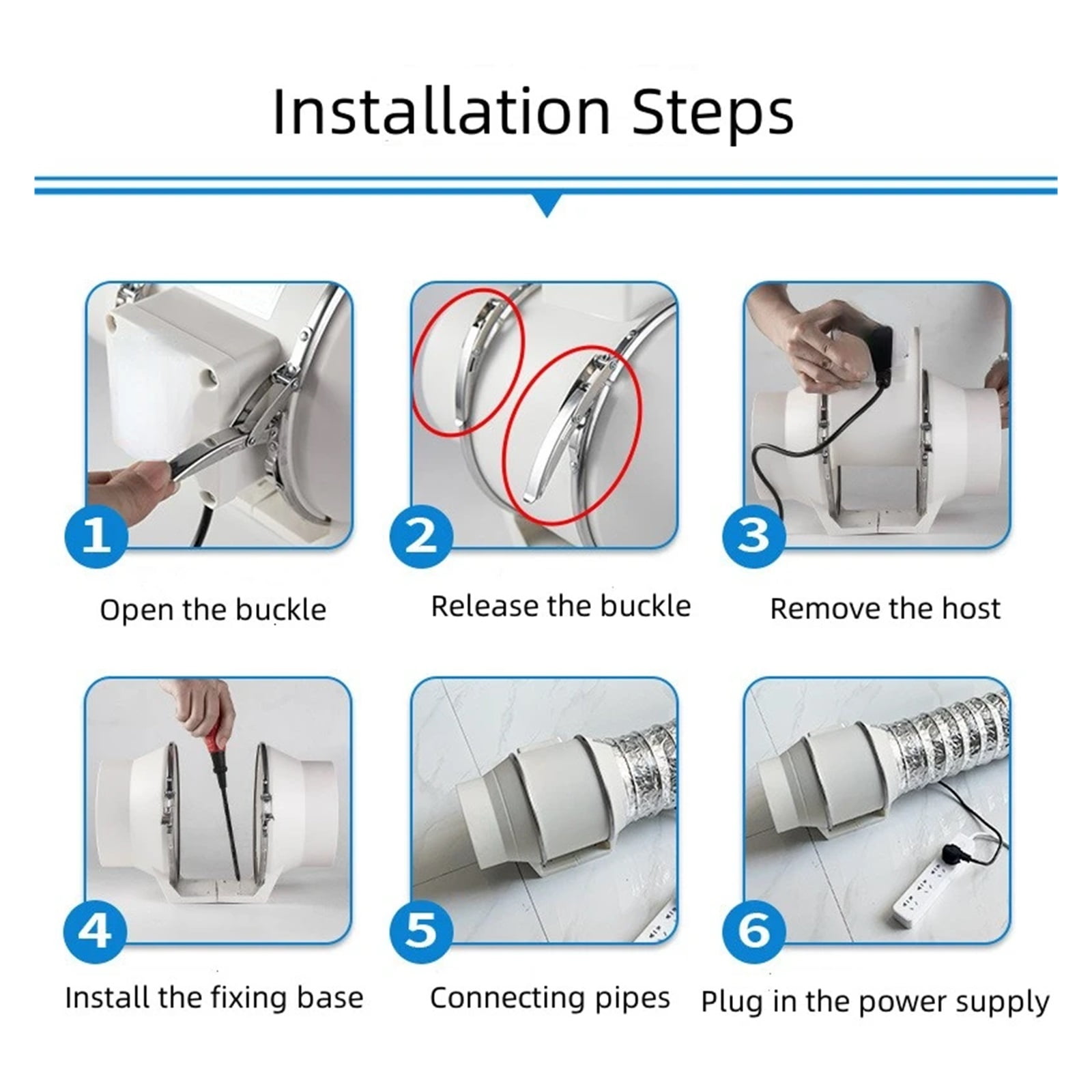 4inch Exhaust Fans Home Silent Inline Pipe Duct Fan Bathroom Extractor Ventilation Kitchen Toilet Wall Air Clean Ventilator ,Energy-Efficient