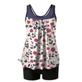 thumbnail image 4 of VISALY Tankini Bathing Suits Tankini Swimsuits Two Piece Graphic Swim Tank Top with Boyshorts Swimwear Modest Swimsuit Floral Conservative Bathing Suit Set with Built-In Bra Pads for Beach Beige Xl, 4 of 5