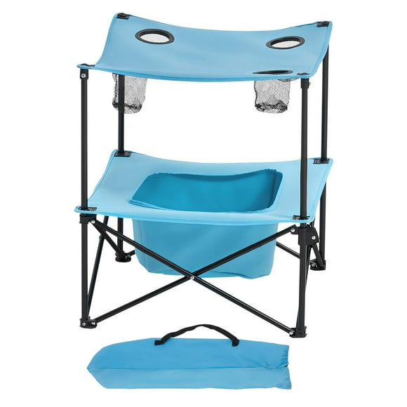 KFFKFF Folding Camping Table, Portable Outdoor Lightweight Picnic Table, 600D Oxford Fabric Waterproof Canvas Travel Beach Tables, with 4 Cup Holders, Carry Bag