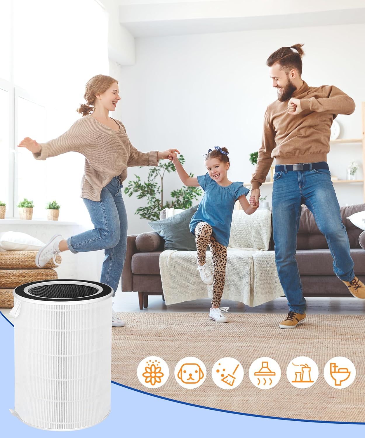 NDAP-01 NDAP-02 Replacement Filter Compatible with Hestom HEPA Air Purifiers, True HEPA Activated Carbon Filter, Compare to Part # VK-6052, 1-Pack