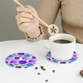 thumbnail image 3 of Leather Coasters with Heat-resistant for Drinks, Blueberry cute Print -标题2 Round Shape, 3 of 5