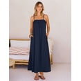 thumbnail image 6 of Merokeety Womens Summer Dresses Boho Spaghetti Strap Square Neck Linen Blend Maxi Sundress Navy m, 6 of 6