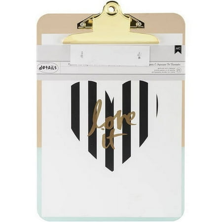 Gold & Mint - Designer Desktop Essentials Clipboard W/Print 12.5"X9"