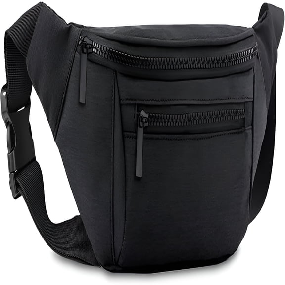 AOMRCOL Fanny Pack for Men Women, Crossbody Waist Bag Pack, Belt Bag for Travel Walking Running Hiking Cycling, Easy Carry Any Phone, Wallet (Black)