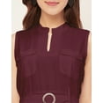 thumbnail image 5 of Moomaya Sleeveless Mandarin Collar Rayon Dress - Women's Elegant Flared Dress, 5 of 9