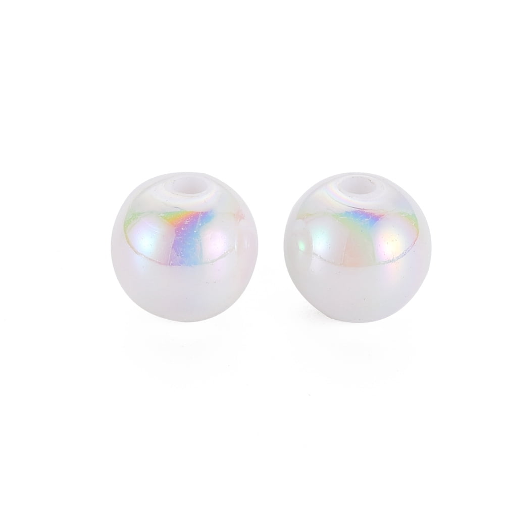 Opaque Acrylic Beads AB Color Plated Round White 10x9mm Hole: 2mm about 940pcs/500g