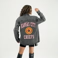 thumbnail image 2 of Women's Gameday Couture Black Kansas City Chiefs Oversized Style's the Limit Micro-Rhinestone Stripe Washed Denim Button, 2 of 4