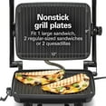 thumbnail image 3 of Hamilton Beach Panini Press Sandwich Maker & Electric Indoor Grill with Locking Lid, Opens 180 Degrees for any Thickness for Quesadillas, Burgers & More, Nonstick 8" x 10" Grids, Chrome (254, 3 of 5