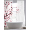 thumbnail image 6 of Cherry Blossom Semi Sheer Curtains 96 Inch Length 2 Panels Set, Spring Pink Floral Branches Watercolor Sheer Kitchen Curtain Privacy Voile Window Curtain for Living Room Bedroom Rod Pocket Drapes, 6 of 7