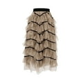 thumbnail image 4 of Dwaogom Womens Long Maxi Tulle Skirt 7 Layers A Line Ruffle Mesh High Waisted Tiered Layered Skirts Petticoat Woman Border Cake Skirt Net Yarn High Waist Slim Puffy Skirt, 4 of 5