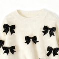thumbnail image 6 of Otqutp Girl's Bow Sweater Pullover Cable Knit Crewneck Long Sleeve Fall Winter Cropped Sweater Chunky Warm Cozy Jumper Tops, 6 of 7