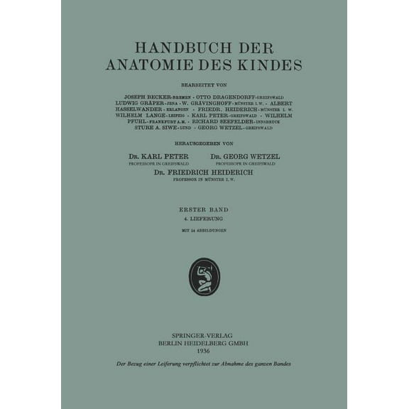 Handbuch Der Anatomie Des Kindes: Erster Band, (Paperback)