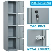 Fesbos Metal Locker 4 Lockable Door,71 Tall Steel Storage Cabinet for School Office Gym Home Employees Staff Sundries Room
