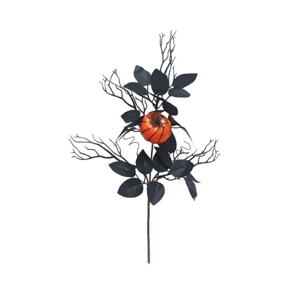 Halloween Artificial Black Leaf Branch,Decorative Faux Foliage Stem For Wreaths Vases Table Arrangements Mantel Doorway Window Porch Party Displays,Reusable Seasonal Home Holiday Decor