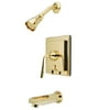 Kingston Brass KB86520ZL Silver Sage Tub & Shower Faucet with Diverter, Polished Brass