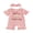 Light Pink, variant on Newborn Baby Girls My First Mother's Day Father's Day Outfits Infant Baby Girl Summer Clothes Waffled Romper Letter Print Flower Applique Ruffled Short Sleeve Jumpsuit and Headband Set