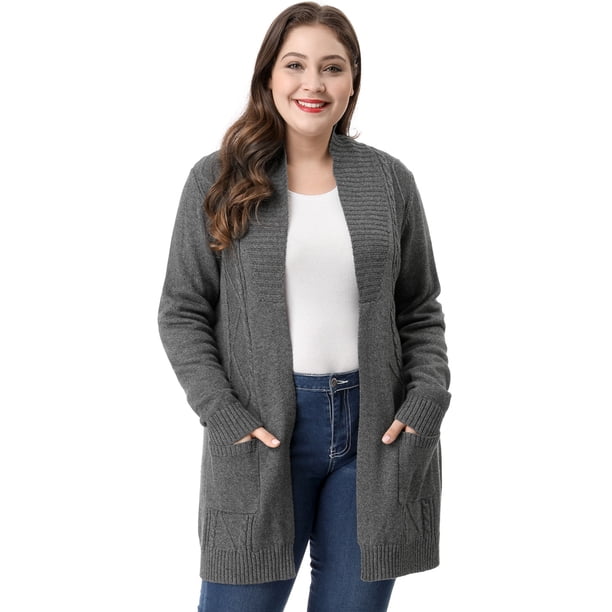 Cárdigan Suéter Frente Abierto Collar De Chal TalExtPaMujer Gris XL