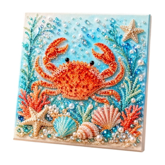 Ocean Theme Pearl Art DIY Kit Octopus 3D Pearl Painting Crafts for Adults DIY Pearl Mosaic Wall Art Set with Rhinestones Coastal Home Decor Gift for Beginners