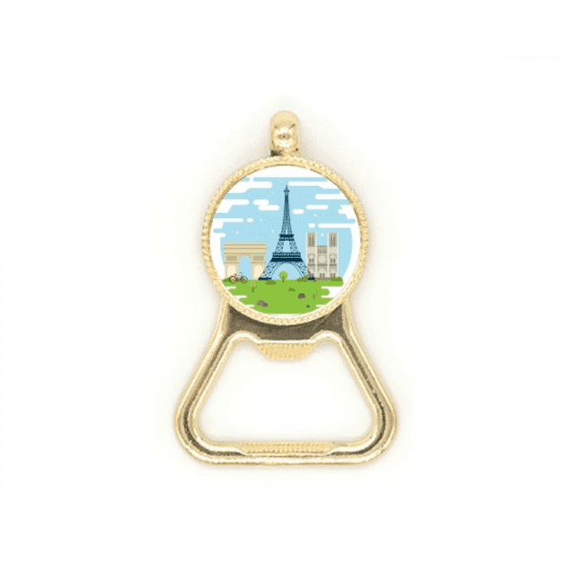 Eiffel Tower France Landmark Illustration Beer Bottle Cap Opener Stainless Steel Key Chain
