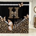 thumbnail image 2 of Manfei Cute Butterfly Bowtie Shower Curtain 72Wx78L,Pearl Cheetah Bath Curtain,Black Brown, 2 of 5