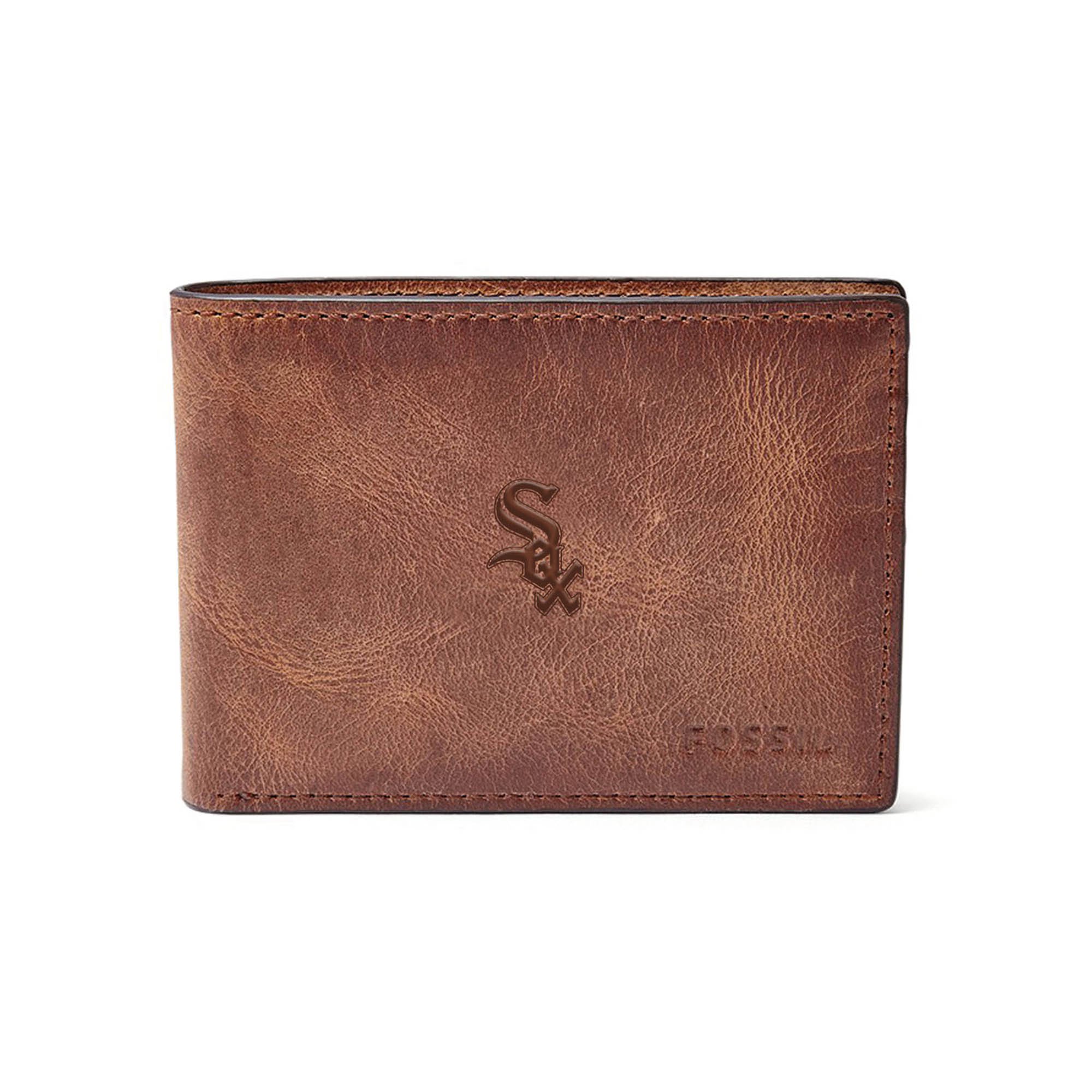 Fossil Brown Chicago White Sox Leather Derrick Front Pocket Bifold Wallet
