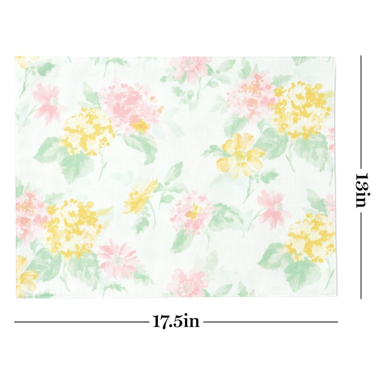 Martha Stewart Amber Floral Fabric Placemat Set 4-Pack, Pink