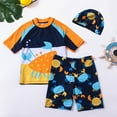 thumbnail image 2 of Boy Swimsuit 3 Piece Boys Swim Set Short Sleeve Boys Swim Shirt Boy Swim Trunks Rash Guard Bathing Suits,Blue,5Y, 2 of 5