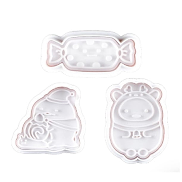 Bewildely Molde de primavera de Navidad de 3 piezas, molde para pastel de galletas, manualidades en relieve de Navidad, herramienta para hornear, Herramientas y accesorios para hornear Tipo B