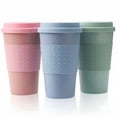 thumbnail image 2 of ACDANC 2026 New Eco-Friendly Coffee Tea Cup Wheat Straw Travel Water Drink Mug with Silicone Lid Drinking Mugs Pink 1Pcs 401-500Ml, 2 of 4