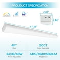thumbnail image 5 of 4FT Led Light Fixtures,45W 0-10V Dimmable Led Shop Light,48 Inch Led Light Fixture,5850LM, 3500-5000K, Dimmable 4FT Shop Light,Warehouse,Garage 5 Year Support(Chain Inside Lamp Shade), 5 of 5