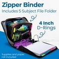 thumbnail image 3 of Case it King Size Mighty Zip Tab Binder, 3 Rings, 4" Capacity, 11 X 8.5, Purple, 3 of 7