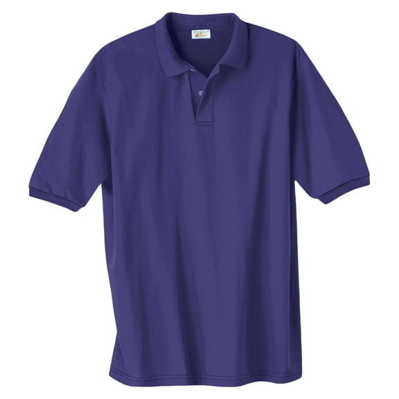 Hanes Cotton-Blend Jersey Men's Polo , 054X , Purple , XXX-Large