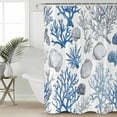 thumbnail image 2 of 72x78 Inch Shower Curtain Coastal Blue Coral Bathroom Decor Waterproof Fabric Bathtub Bath Curtains Decorative Ocean Sea Shell Conch Watercolor Extra Long Shower Curtain Set with Hooks, 2 of 6