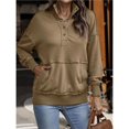 thumbnail image 4 of Sudadera Informal de Larga para Mujer, Cuello Alto, Botones y Cordón Ajustable Marrón XL, 4 of 10