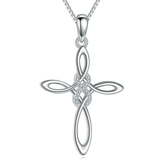 925 Sterling Silver Celtic Knot Cross Pendant Necklace Religious Irish Infinity Irish Celtics Necklace Jewelry for Women