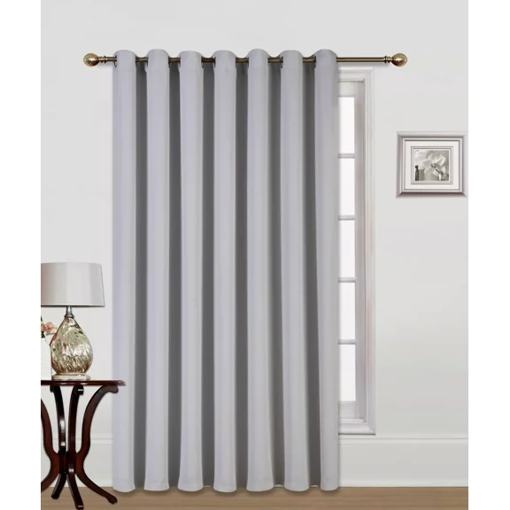 Window Treatment K100 Panel Thermal Insulated Top Grommet Blackout Curtains/Drapes for Bedroom, Living Room, Divider Room, Sliding Door Patio Extra Wide (1 Panel 100" wide X 84" long SILVER color )