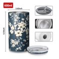 thumbnail image 4 of 20oz Coffee Tumblers Pioneer Flower Floral Print Pattern Stainless Steel Vacuum Insulated Travel Tumbler Coffee Cups Mug with Lid and Straw with Cleaning Brush for Cold & Hot Drinks, 4 of 5