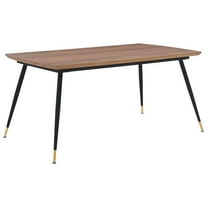 Maklaine Contemporary Wood/Metal Dining Table in Walnut/Black/Gold