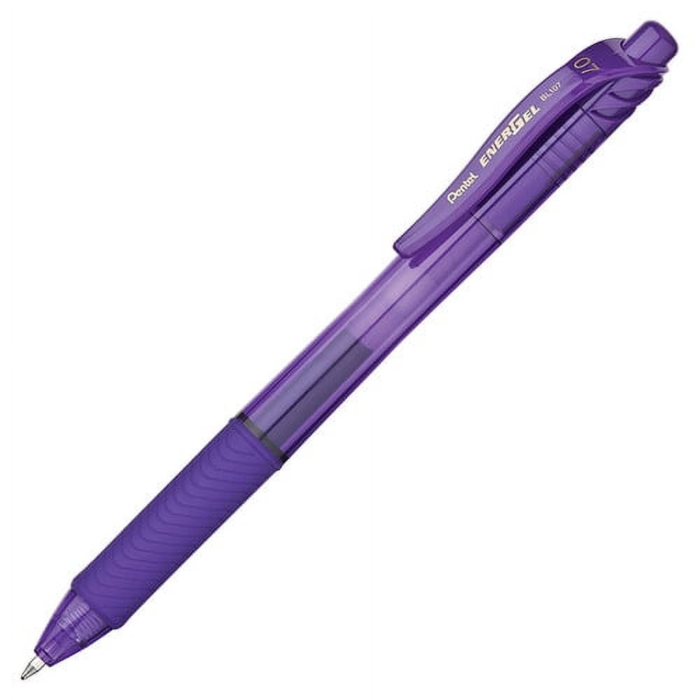 Pentel EnerGel-X Retractable Gel Pens Medium Pen Point - 0.7 mm Pen Point Size - Refillable - Retractable - Violet Gel-based Ink - Violet Barrel - Metal Tip - 12 / Dozen