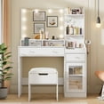thumbnail image 6 of 39.8" White Vanity Desk with Mirror and Lights, Modern Makeup Table with Charging Station and Storage, 6 of 17